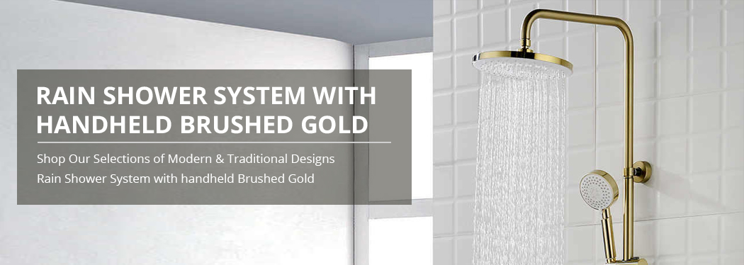 Rain Shower System with handheld Brushed Gold | FontanaShowers